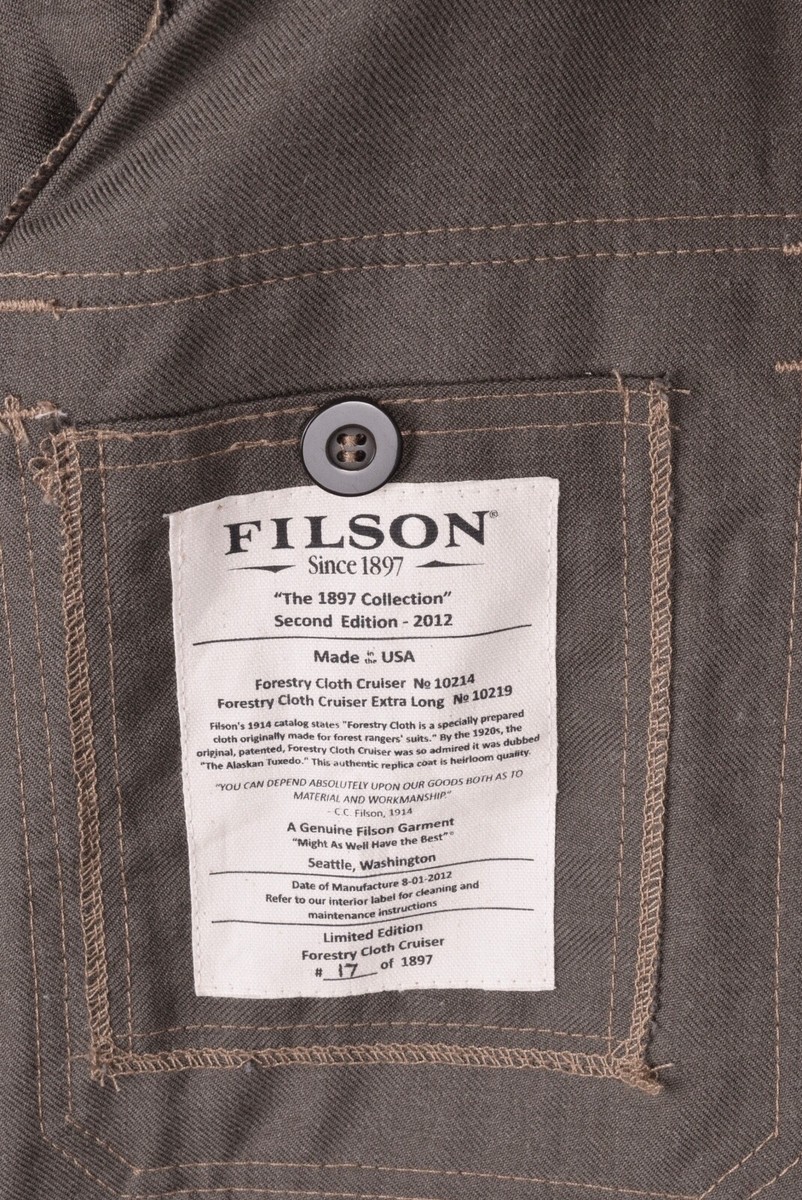 FILSON WOOL 1897 COLLECTION FORESTRY CLOTH CRUISER JACKET FILSON WOOL 1897 COLLECTION FORESTRY CLOTH CRUISER JACKET