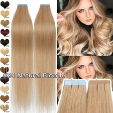 Tape In Full THICK Skin Weft Remy 100 Human Hair Extensions deep Honey Blonde