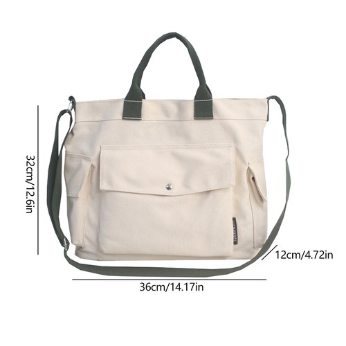 Canvas Commute Bag Casual Shopping Bag Adjustable Strap Simple Portable for Work - Picture 10 of 16