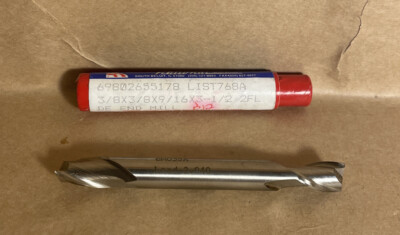 3/8 X 3/8 X 9/16 By 3.5 Long 2 FLUTE HSS DOUBLE END MILL  (D-1-04-10)