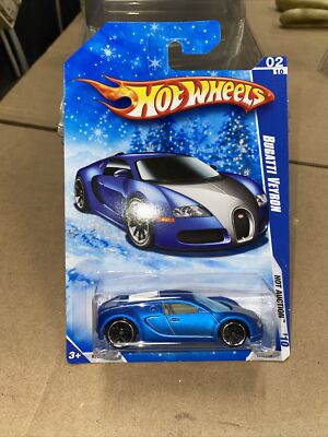 hot wheels bugatti veyron satin blue On Snowflake Card-mint,in Protecto-free Shi