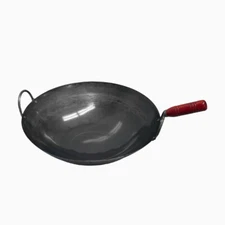16" Carbon Steel Pow Wok with Helper Handle Stir Fry Traditional Chinese Wok