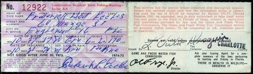 US Scott RW41 Florida fishing/Hunting Licenses 1974 - Picture 2 of 2