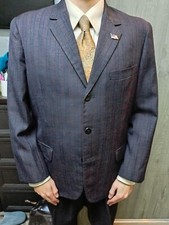 1960s vintage handtailored bespoke classic all worsted 3 buttons striped suit