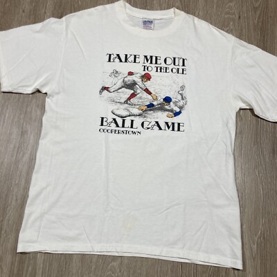 Cooperstown Shirt L 90s 00s Y2k Take Me Out To The Ball Game