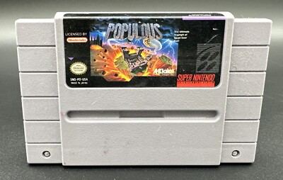 Populous - SNES Super Nintendo Game - Tested - Working & Authentic!