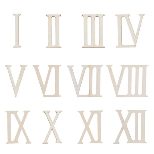  24 Pcs/2 Wooden Roman Numerals Slices Numbers Cutout Hollow - Afbeelding 1 van 12