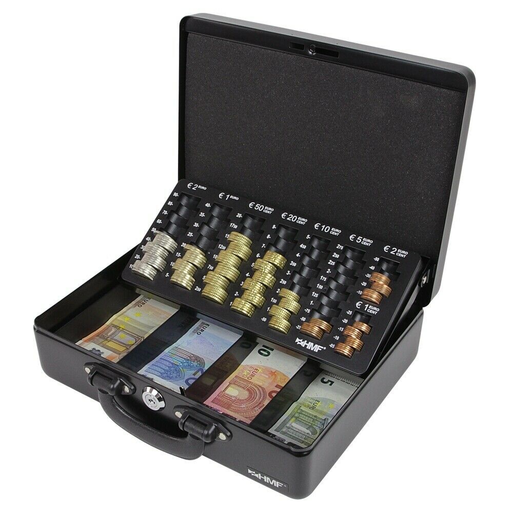 HMF caja registradora tablero de monedas euro 30 cm 4 compartimentos mango