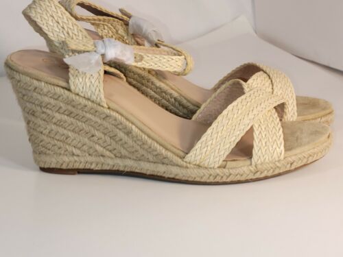 "Women's Size 10 Straw Wedge Sandals – Open Toe, Ankle Strap for Summer Chic"