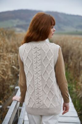 SAOL Aran Irish Sleeveless Sweater Women's Cable Knit Vest 100