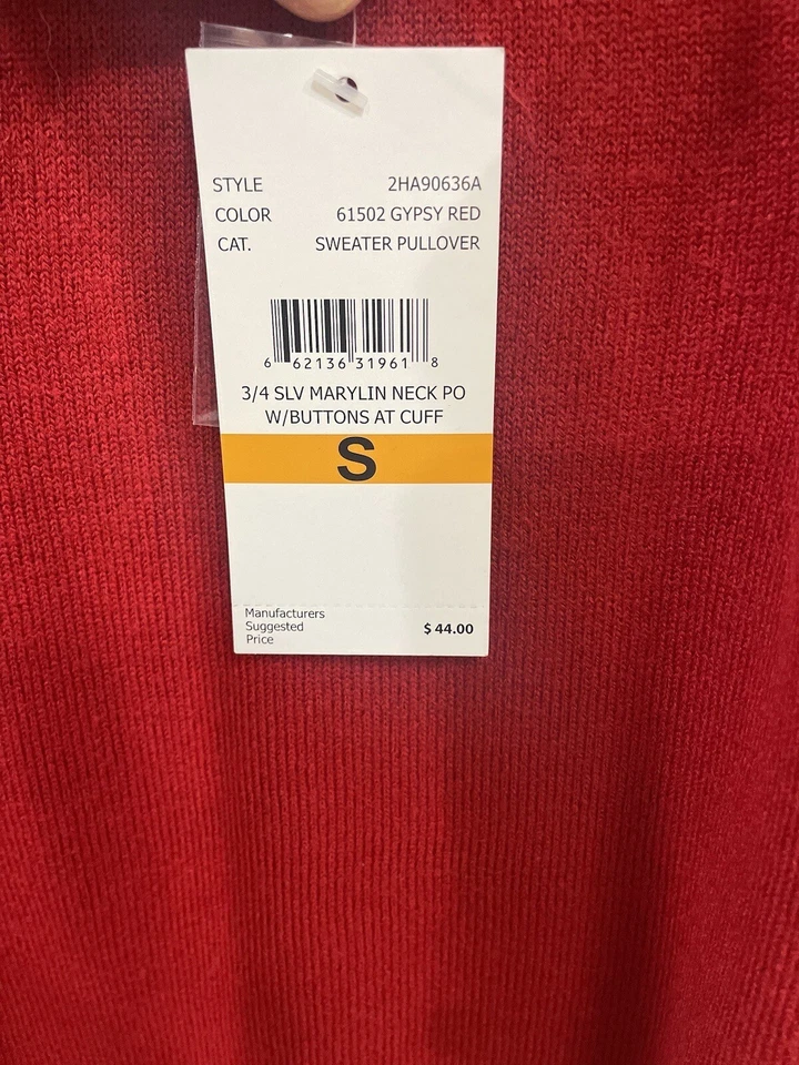 Suéter Debbie Morgan Mujer Pequeño Rojo Tejido Capucha Cuello Mangas 3/4 con Botones Nuevo con Etiquetas Foto 4 de 4