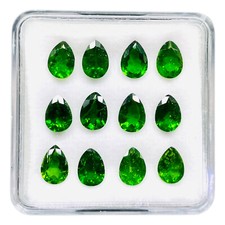 Natural Chrome Diopside 12 Pcs 7x5mm Pear Cut Vivid Green Loose Gemstones Lot