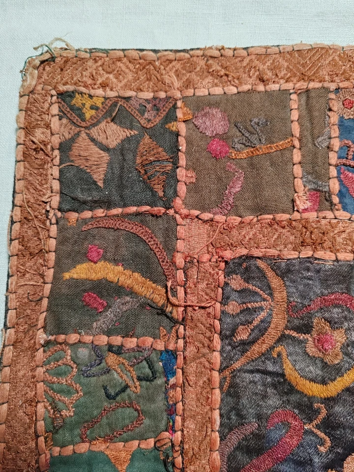 Ancienne broderie Housse De Coussin Tissus Ethnique Inde - Photo 4/4