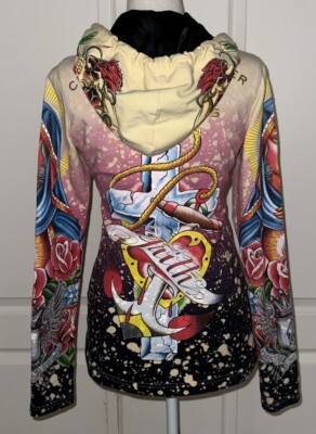 00s CHRISTIAN AUDIGIER リバーシブルパーカー Y2K Ed Hardy Christian Audigier ZIP hoodie Vintage Y2k Tattoo XL