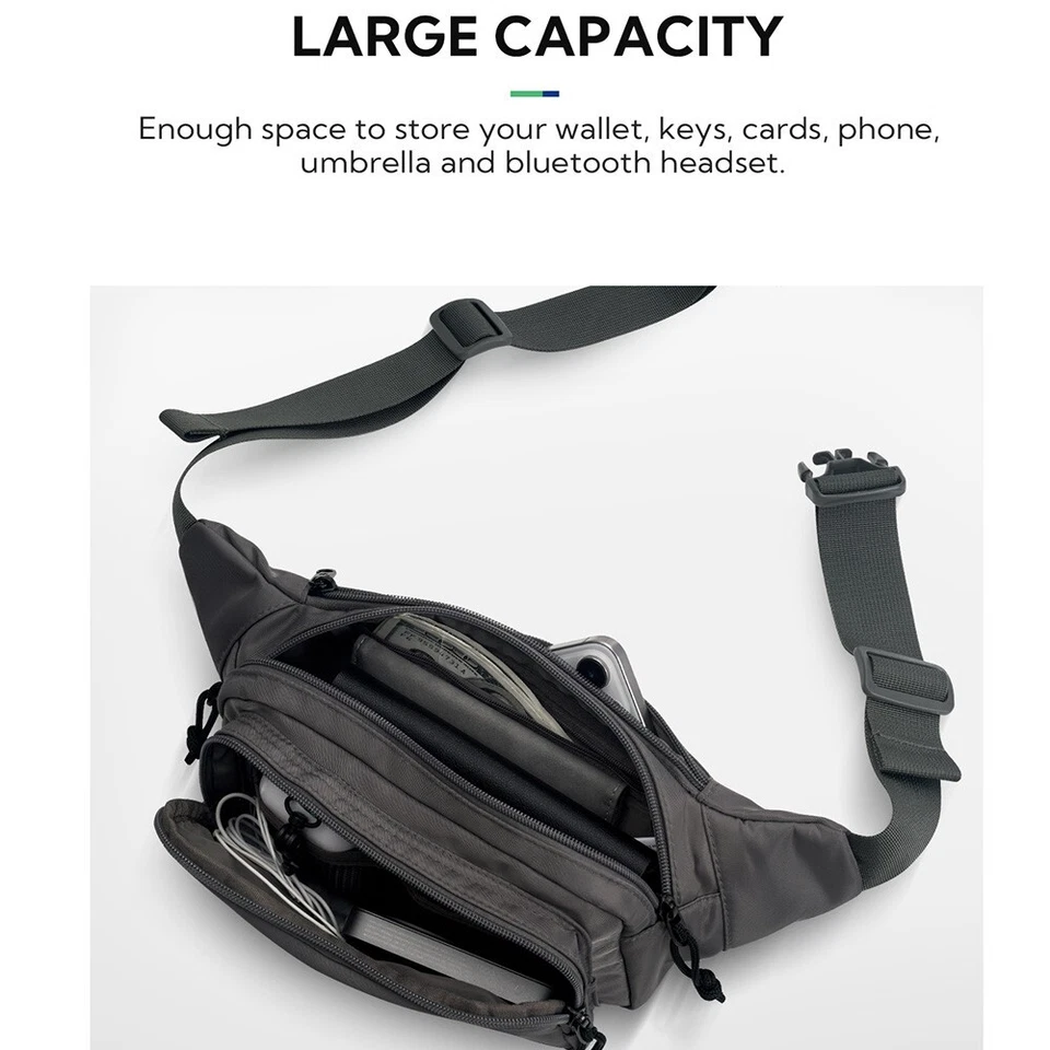 WATERFLY Fanny Pack: Large Crossbody Waist Bag with 5 Pockets, Adjustable Strap - Image 2 of 4