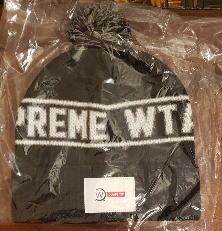 Supreme X WTAPS Black Beanie NWT Winter Hat Logo | eBay