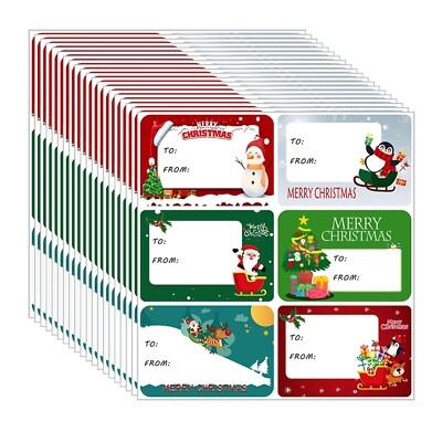 Christmas Stickers Labels,120 PCS Christmas Tags Labels Christmas Name Tags C...