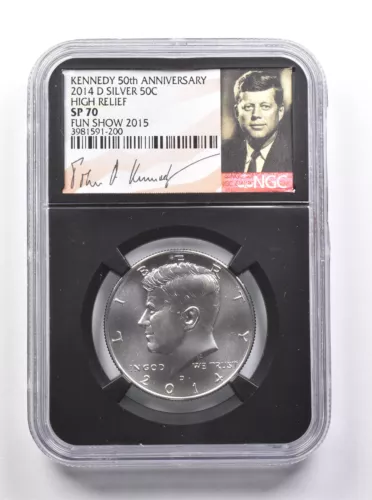 SP70 2014-D Silver Kennedy Half Dollar HR 50th Anniv Fun Show 2015 NGC *7503