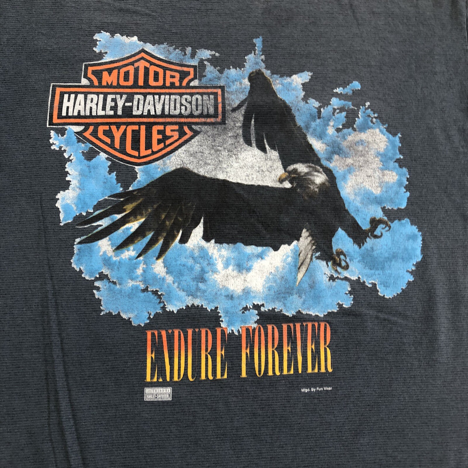 vintage Harley Davidson T-shirt by fun wear Eagle sky endure forever Size XLarge image 3