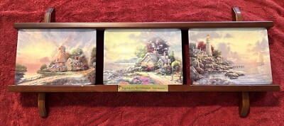 Dawning of a New Millennium Trio Collection By Thomas Kinkade w/ Wooden Rack