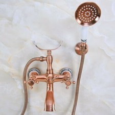 Antique Red Copper Wall Mount Clawfoot Bath Tub Faucet w/ Handheld Shower Zna362
