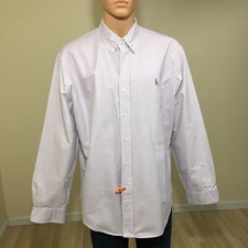 Ralph Lauren Dress Shirt Men's Size XL Purple White Stripe Cotton Button Down