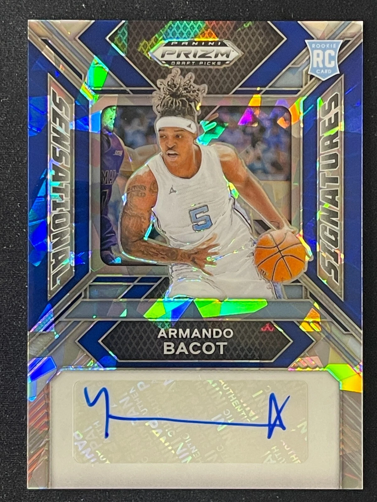 2024 Prizm Draft Armando Bacot Sensational Signatures Blue Ice Rookie Auto /75