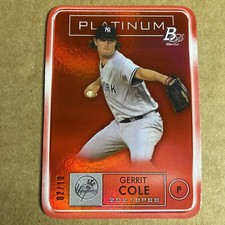 2021 Bowman Platinum RED Gerrit Cole Yankees 2/10 Back Edge Damage XP