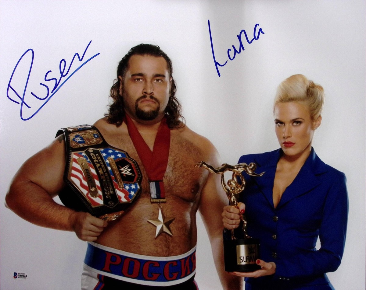 Rusev & Lana Signed 16x20 Photo BAS COA AEW Miro CJ Perry WWE