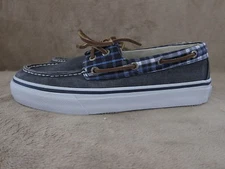 SPERRY Top Sider 2-Eye Bahama Navy Plaid Mens Slip On Shoes US 8.5 EUR 41.5 NWOB