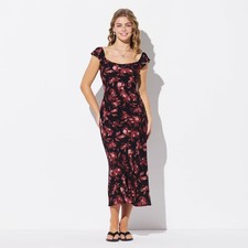 Women Flutter Cap Sleeve Tie Back Maxi Slip Dress - Wild Fable™