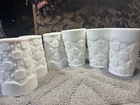 Set of 6 Vintage Westmoreland Old Quilt Milk Glass Tumblers Glasses Cups Lot