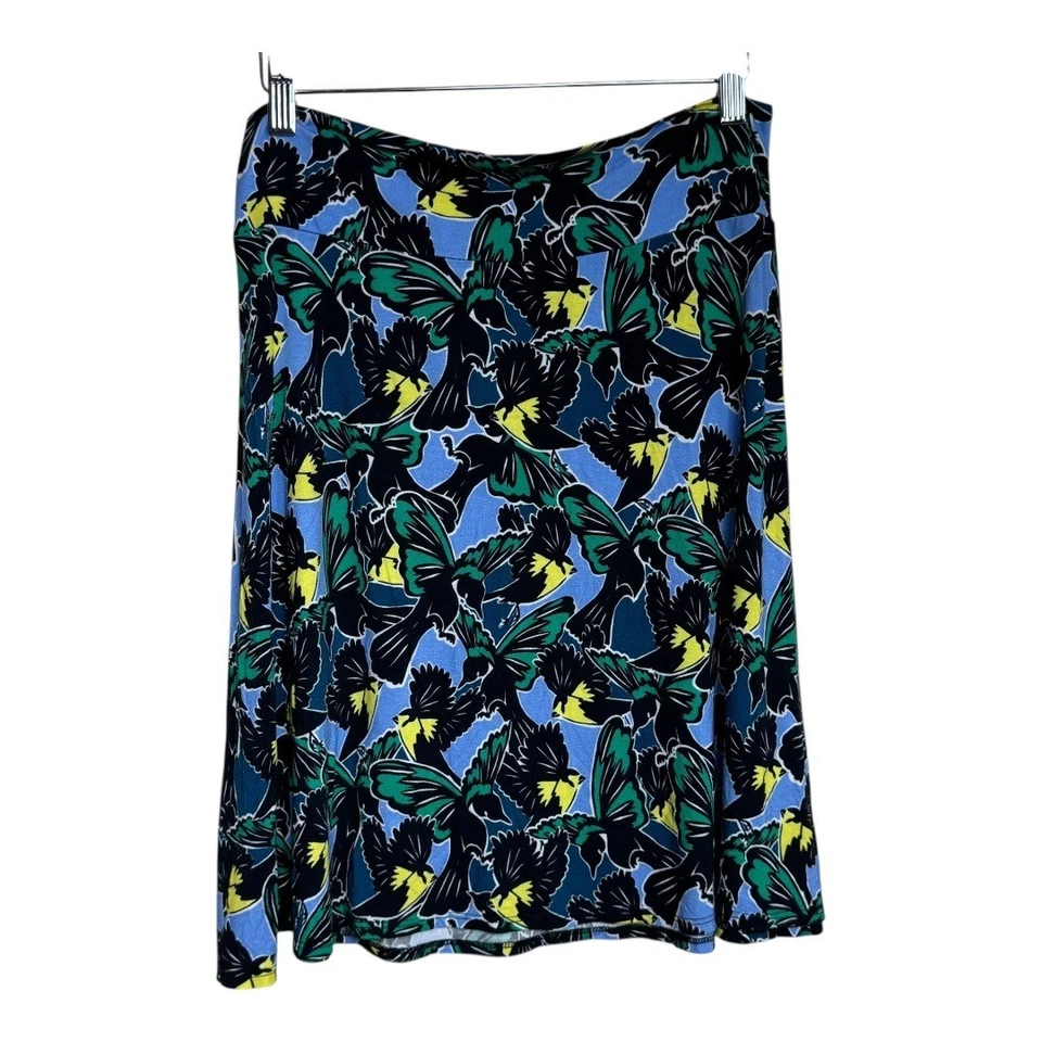 Falda midi con estampado de mariposas Salaam para mujer talla L azul verde amarillo negro floral Foto 2 de 4