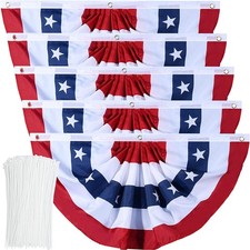 American Flag Bunting Patriotic Pleated Fan Flag USA with Brass Grommets