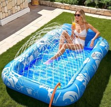 Inflatable Tanning Pool Lounger Float with Sprinkler 77" x 48" Pool Floats Adult