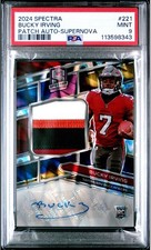 BUCKY IRVING 2024 SPECTRA RPA ROOKIE PATCH AUTO RC #/70 PSA 9 MINT 221 SUPERNOVA