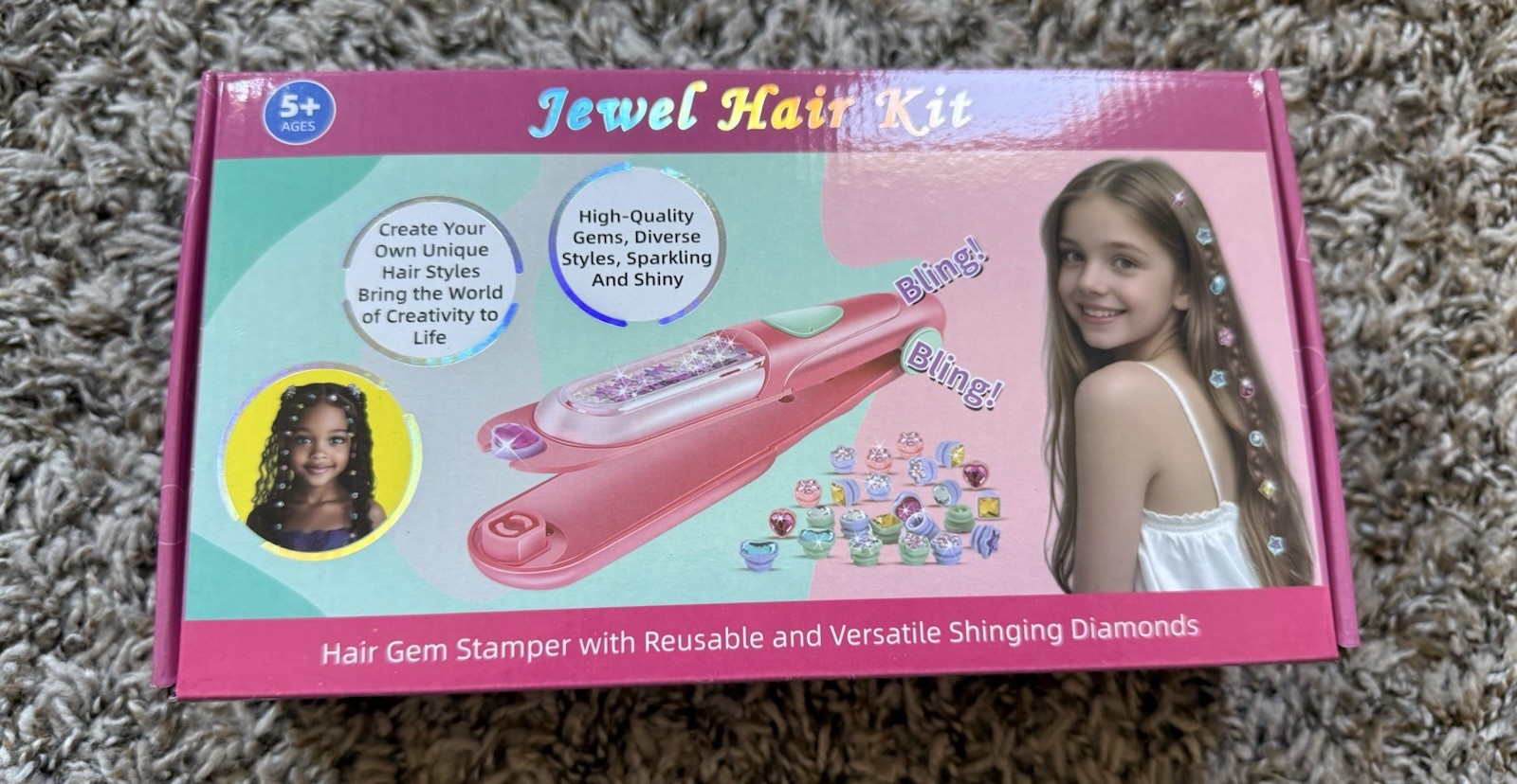 Hair Gem Stamper Kit,Bling Hair Jewels for Girls, Hair Styling Tool with Reusabl