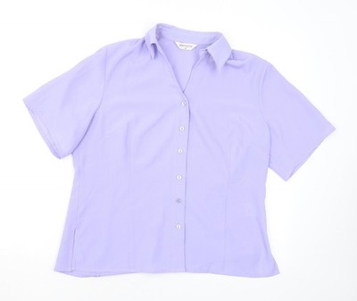 Bonmarché Damen lila Polyester Basic Knopfleiste Größe 14 Kragen