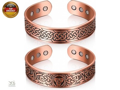 2 Stück 99,99% Kupfer Magnetarmbänder 3500 Gauss Armband mit 9 Magneten M