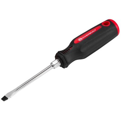 Powerbuilt 1/4 x 4 Inch Slotted Screwdriver with Double Injection Handle -