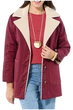 DG2 by Diane Gilman Women's Denim Sherpa Coat Wine