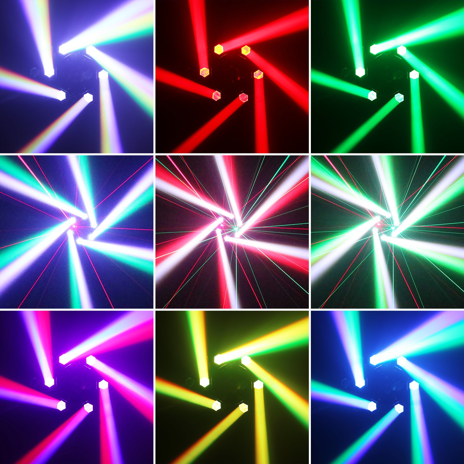 6 Arms Bee Eye Laser Moving Head Lighting DMX RGBW LED Gobo Beam Stage Light KTV