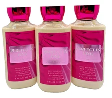 Bath & Body Works LOT of 3 Bottles PERFECT IN PINK Daily Body Lotion Cream 8 oz