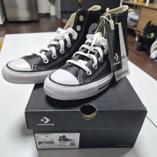 Converse Chuck Taylor All Star High Top Leather Shoes, Black, New