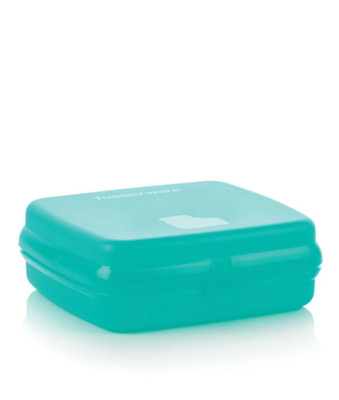 Tupperware Sandwich Keeper Hinged Seals Crayons Crafts Sheer Teal Green New