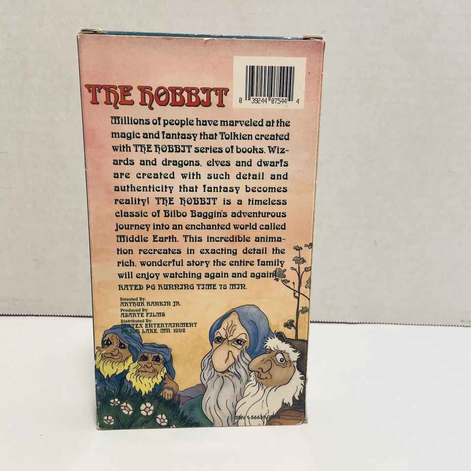 J.R.R. Tolkien The Hobbit VHS 1992 Animated movie Rankin Bass 1991 vtg cassette - Image 4 of 4