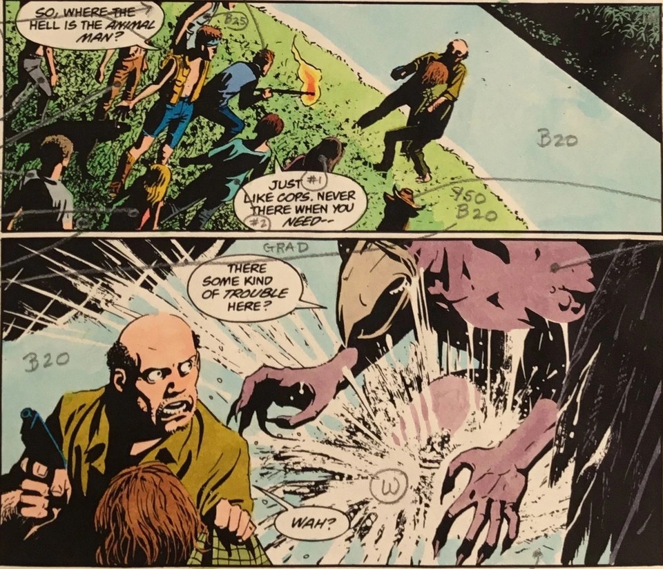 ANIMAL MAN 77 Tatjana Wood SIGNED Hand-painted Color Guide 1994 Comic Page 11 Comic Art