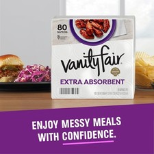 Vanity Fair Extra Absorbent Paper Napkins 80 Count Premium Disposable