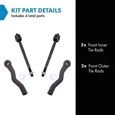 TRQ 4pc Inner & Outer Tie Rod End Set for Lexus GS350 GS460 IS250 IS350 RWD