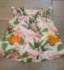Janie and Jack Kids Girls Floral Flamingo Sundress Size 6-12 Months Beach Ruffle